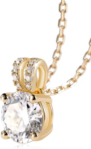 1-2 Carat Moissanite Cute Small Solitaire Necklace for Women, Round Cut/Heart Cut, Solid 925 Sterling Silver, 16"/18"/20" Adjustable Chain, Anniversary Mother's Day Valentines Gift