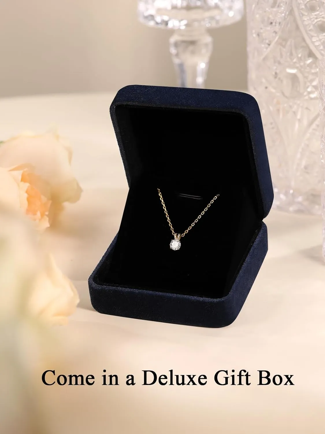 1-2 Carat Moissanite Cute Small Solitaire Necklace for Women, Round Cut/Heart Cut, Solid 925 Sterling Silver, 16"/18"/20" Adjustable Chain, Anniversary Mother's Day Valentines Gift