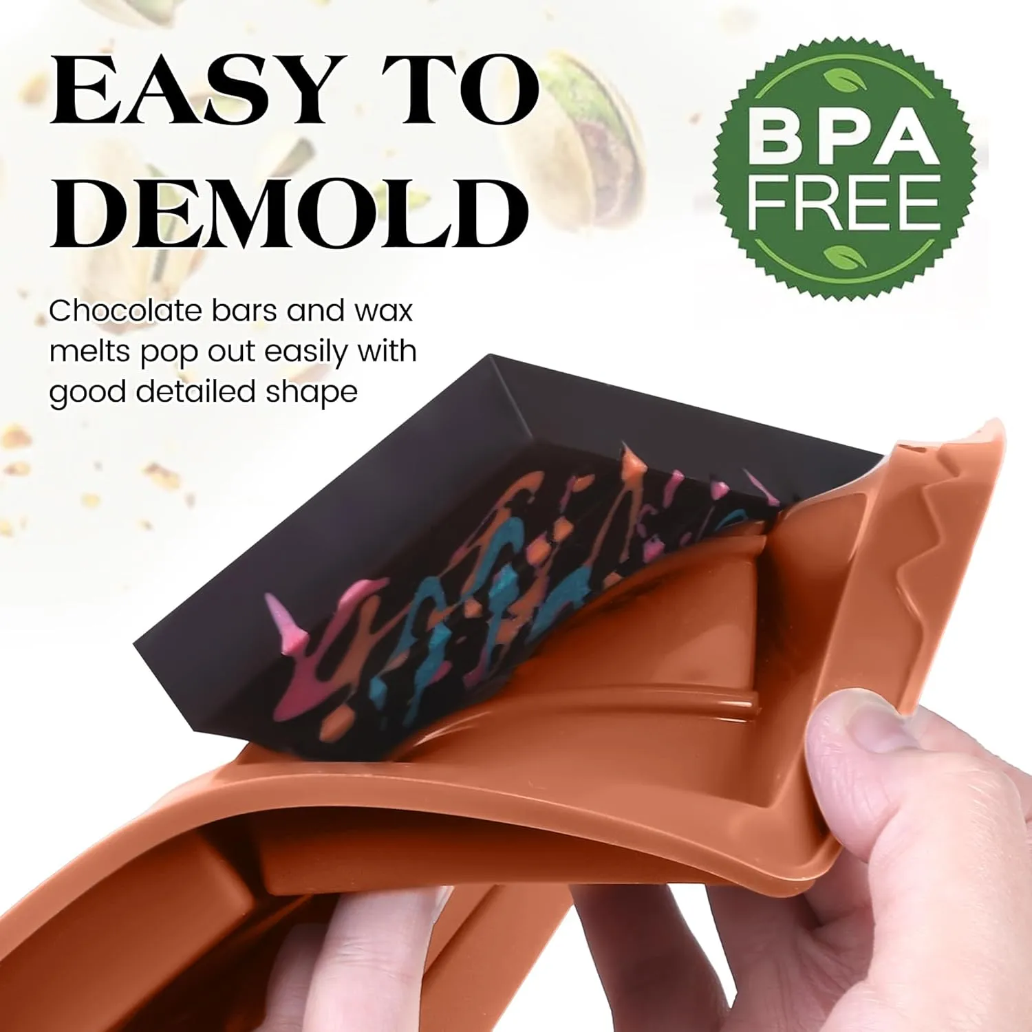 1 Pc Chocolate Bar Mold Deep Large Chocolate Molds Silicone Break Apart Thick Silicone Molds for Candy Bar, With 100 Pcs Bags and 1 Pc Scraper Set (5 Snap）
