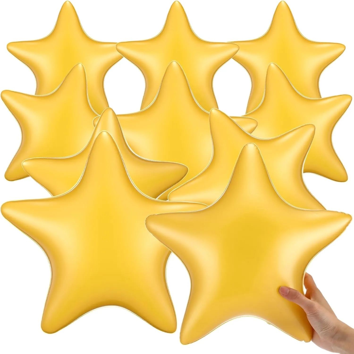 10 Pcs Gold Star Inflatable Balls 12'' Star Shaped Beach Ball Gold Floating Ball for Summer Swimming Pool Favor Water Games Baby Shower Gender Reveal Wedding Party Magical Prom Engagement