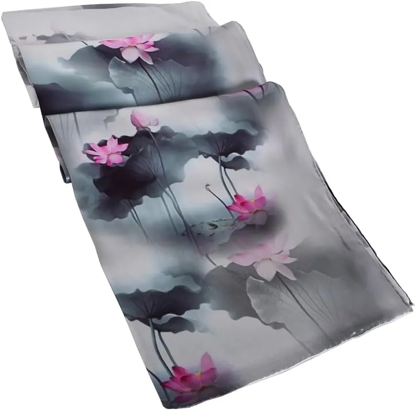 100% Mulberry Silk Scarf for Women Neck Oblong Headscarves Long Floral Print Lightweight Silk Wraps Shawls 67"*20"