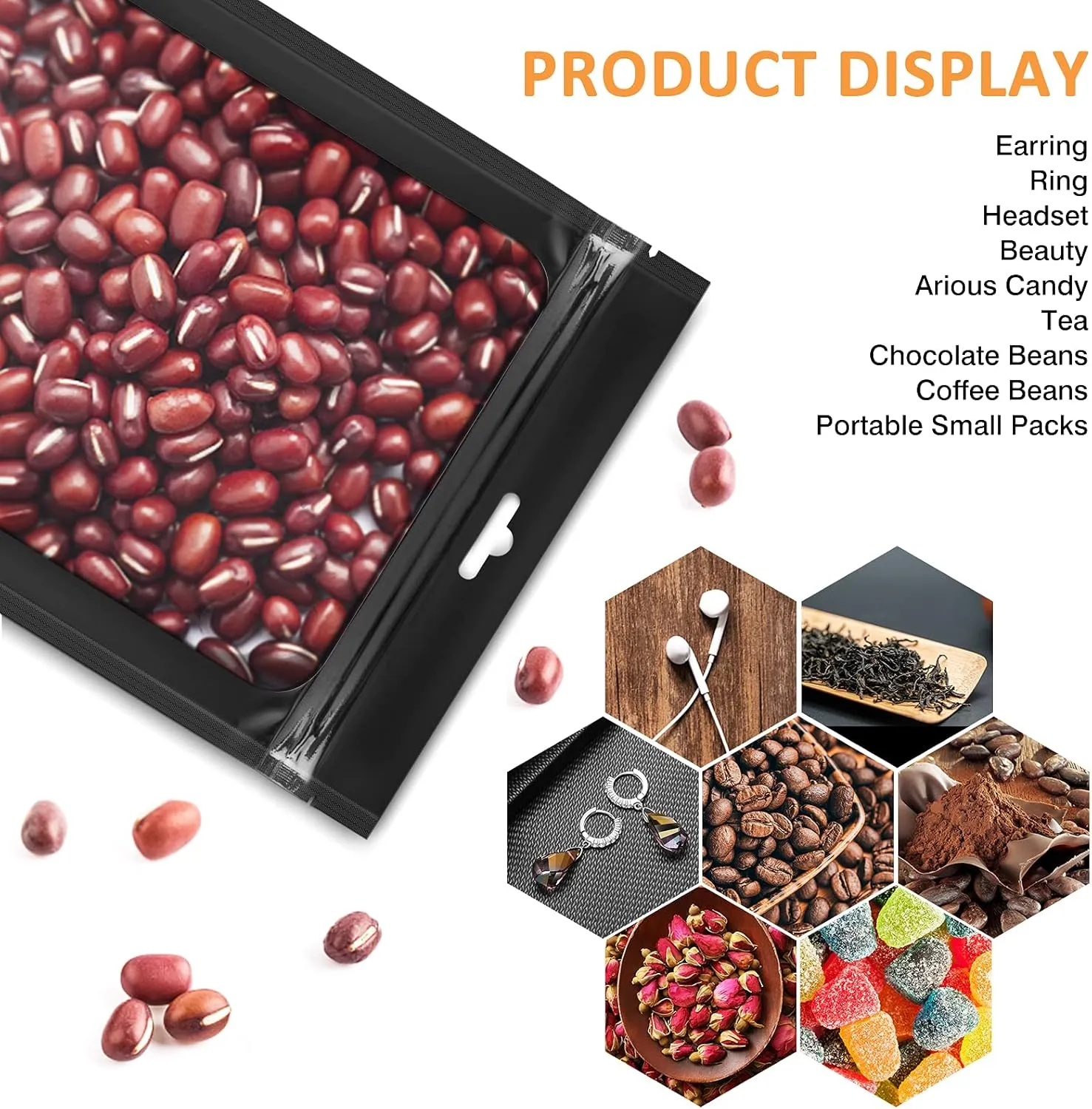 100 Pieces Resealable Mylar Ziplock Bags with Clear Window - 4.1x5.9 Inches Smell Proof Bag Coffee Beans Packaging Pouch for Food Self Sealing Storage Supplies Jewelry Electronics Party, Yellow