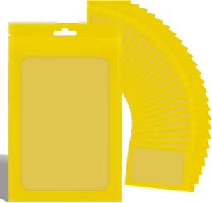 100 Pieces Resealable Mylar Ziplock Bags with Clear Window - 4.1x5.9 Inches Smell Proof Bag Coffee Beans Packaging Pouch for Food Self Sealing Storage Supplies Jewelry Electronics Party, Yellow