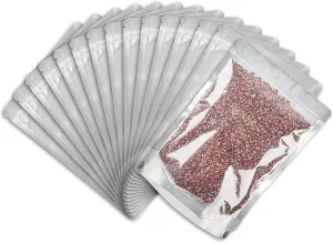 100pcs [7x10 Inch] Mylar Bags Smell Proof Bags Resealable Bags for Small Business with Clear Window stand up for Food Storage and Lip Gloss, Jewelry, Eyelash Packaging