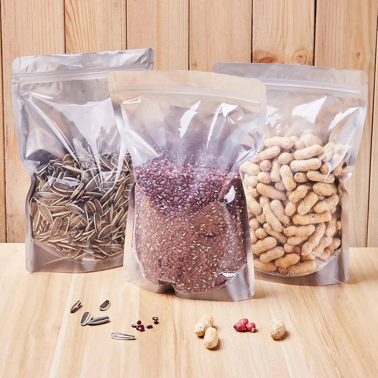 100pcs [7x10 Inch] Mylar Bags Smell Proof Bags Resealable Bags for Small Business with Clear Window stand up for Food Storage and Lip Gloss, Jewelry, Eyelash Packaging