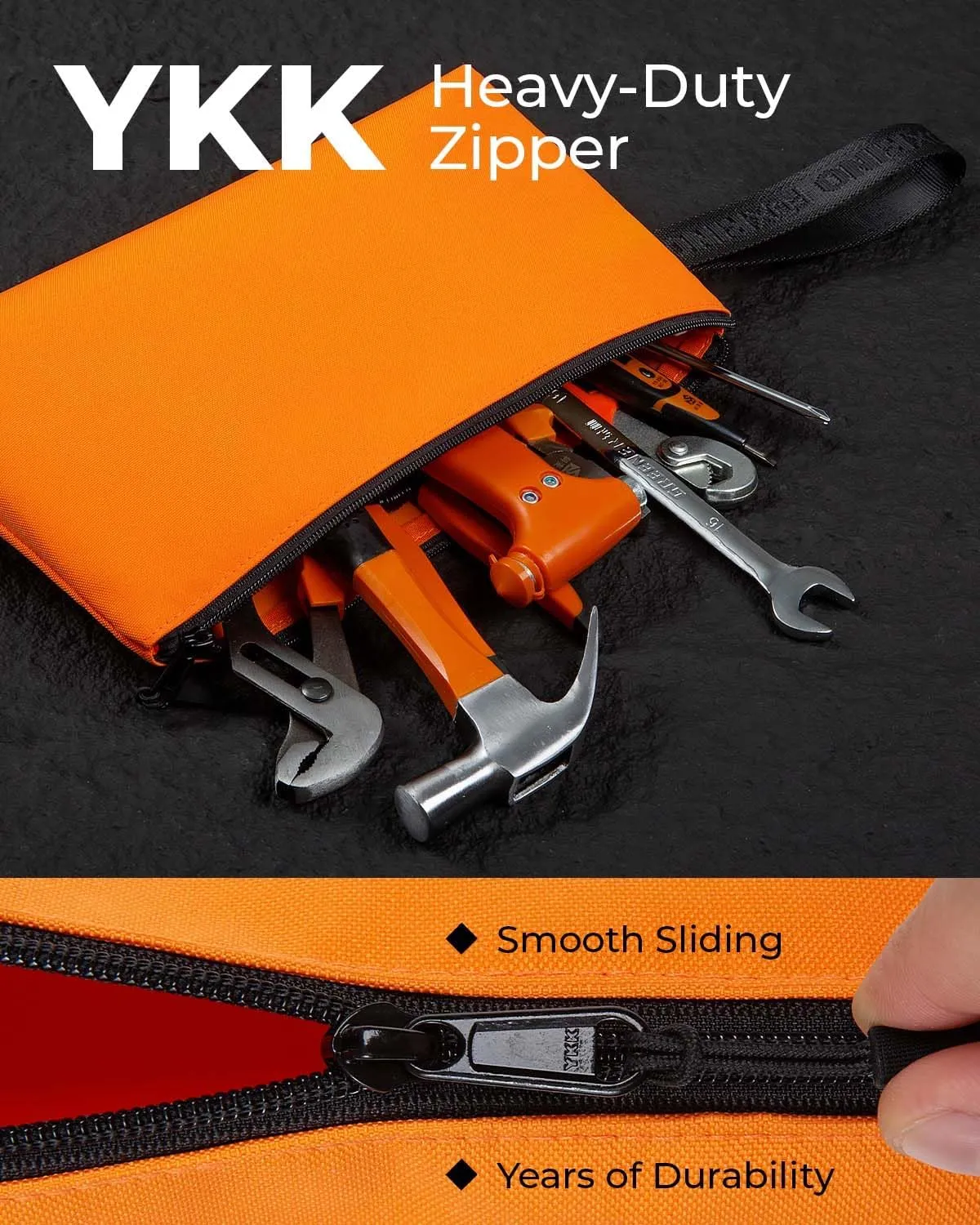 1110 Tool Pouch Bag, Heavy Duty Small Tool Bag with YKK Zipper, Multipurpose Storage Pouch for Tools, Gadgets, Cosmetics, Stationery, Travel Accessories (3 Pack)