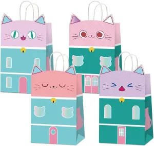 12Pcs Cat House Themed Gift Bag for Cat Party Candy Snack Goodie Bags Supplies Kitten Gift for Kids Kitten Toy Themed Birthday Children's Birthday Pet Party Decorations