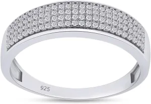 1/3 Carat Round Lab Created Moissanite & Lab Grown Diamond Men's Wedding Band Ring In 14K Gold Plated 925 Sterling Silver Jewelry (0.33 Cttw)