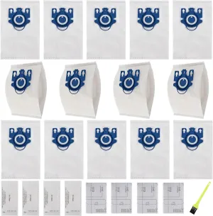 14 Packs 3D Airclean GN Vacuum Cleaner Bags Replacement for Miele Classic C1, Complete C1,Complete C2,Complete C3 S227 S240 S270 S400 S2 S5 S8 Series with 4 Motor Protection Filters,4 AirClean Filters