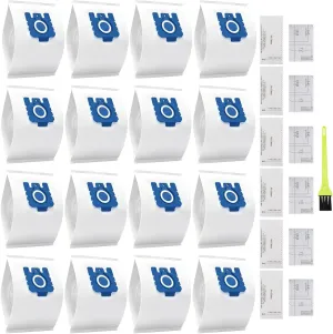 16 Packs 3D Airclean Bags Replacement for Miele GN Vacuum Cleaner Bags for Miele Classic C1 Complete Classic C2 C3 S2 S5 S8 S400 Series with Motor Protection Filter, Exhaust Filter