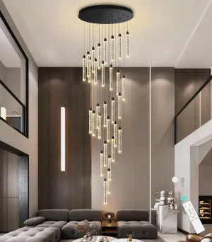 197" Long High Ceiling Chandelier 30-Lights Modern Bubble Crystal LED Light Fixture Dimmable Flush Mount Living Room Ceiling Pendant Light Staircase Foyer Entryway Dining Room Pendant Lighting