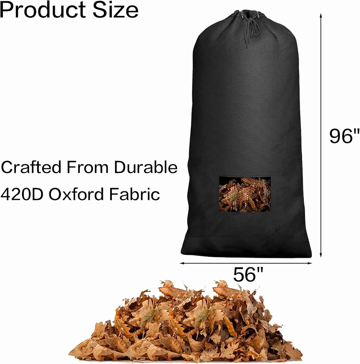1Pack Lawn Tractor Leaf Bag,420D Oxford Cloth Reusable Grass Catcher Bag,96"x56" Leaf Bag with Large Capacity for Fast Garden Leaf Cleaning,Fit Leaf Bag for Most Riding Lawn Mowers (96 x 56 Inch)