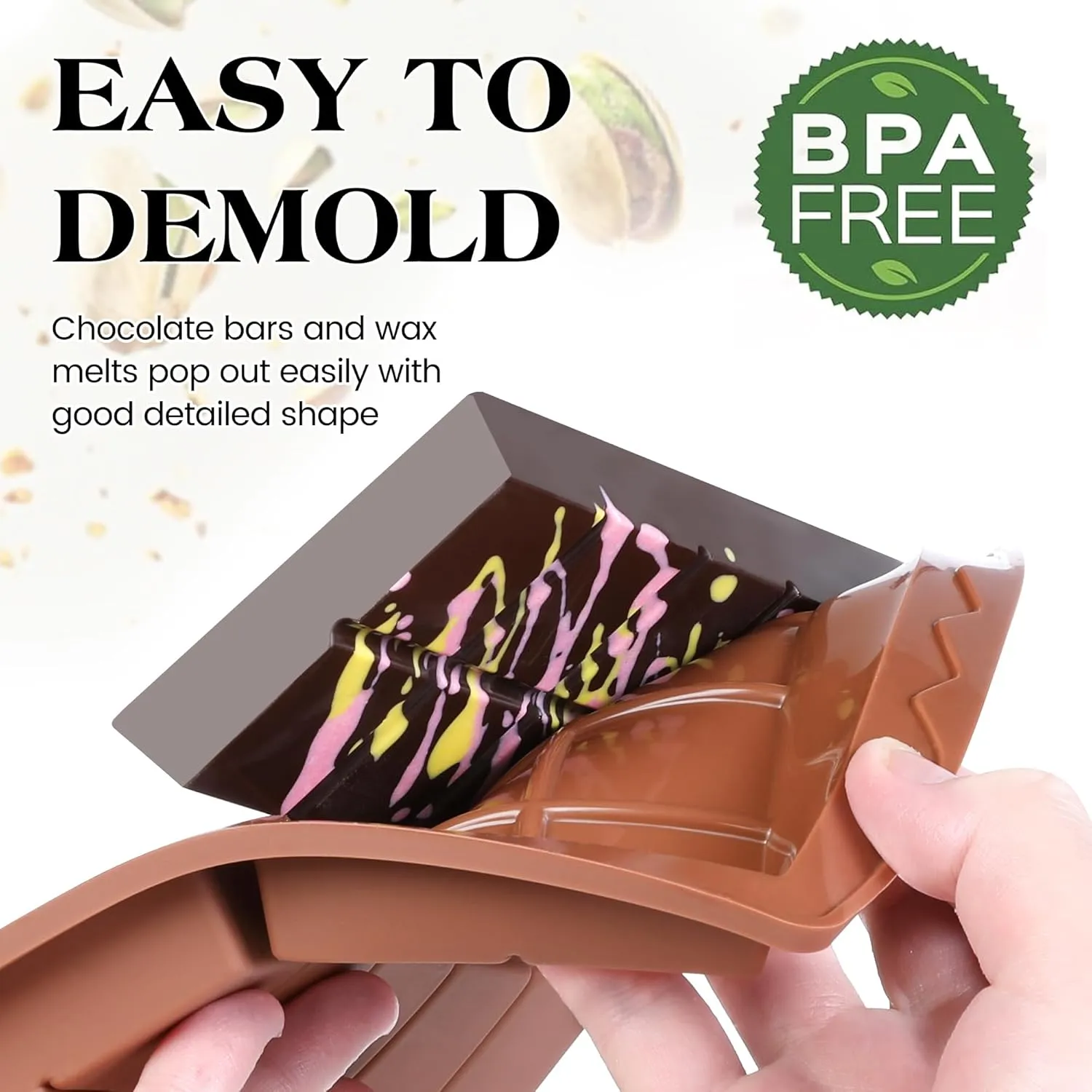 2 Pcs Chocolate Bar Molds Deep Large Chocolate Molds Silicone Break Apart Thick Silicone Molds for Candy Bar, With 100 Pcs Bags and 1 Pc Scraper Set (10 Snap）
