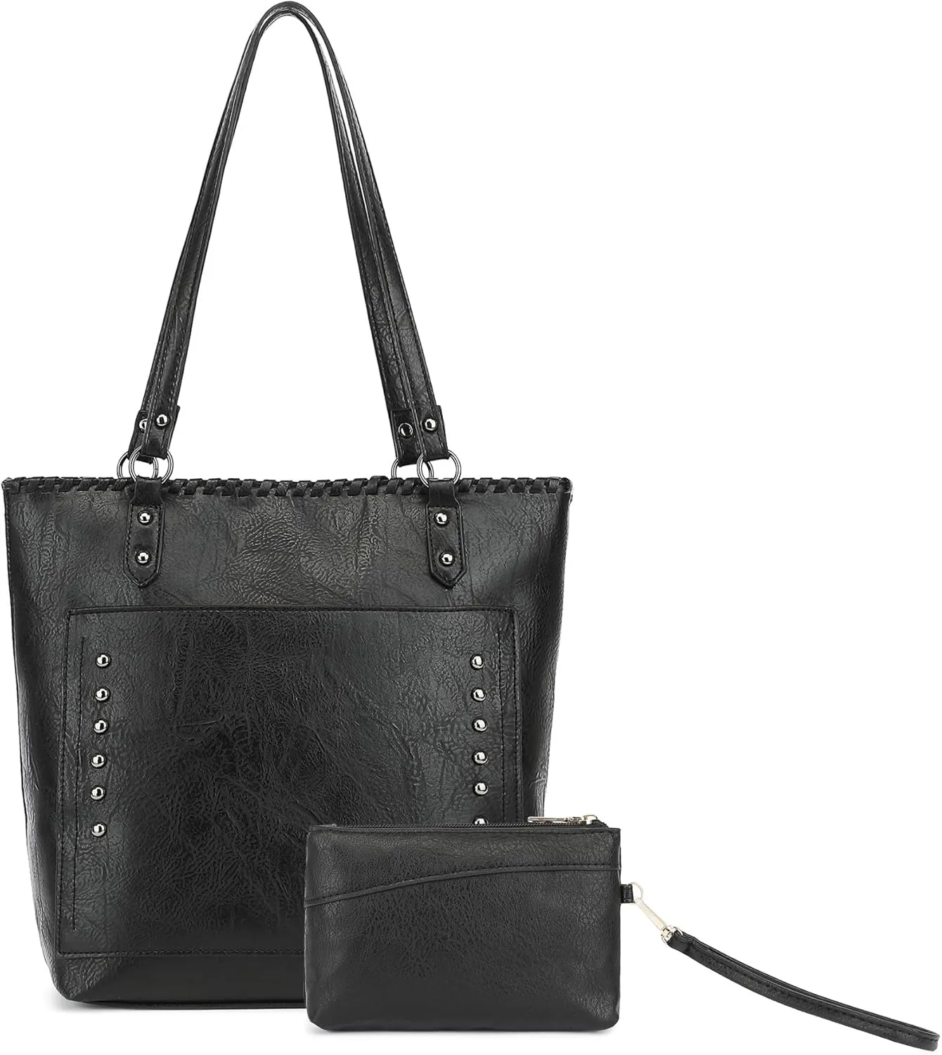 2 pcs Leather Tote Bag for Women Ladies Top Handle leather Purses and shoulder Handbags