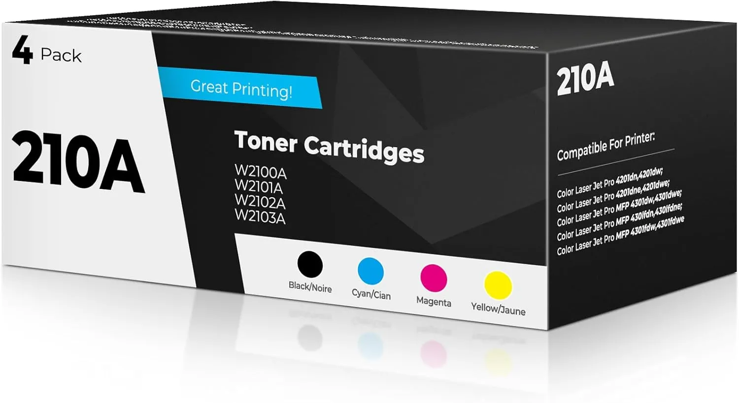210A Toner Cartridges 4 Pack Color Laser jet Pro MFP 4301fdw Compatible for HP 210A 210X Toner Cartridges Replacement HP210A HP210X for Color Laser Pro 4201dw 4201dn MFP 4301fdn 4301fdw 4301dw Printer