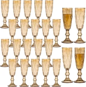 24 Pack Glass Champagne Flutes Goblet, 5 Oz Crystal High Clear Cocktail Cups Colored Wine Glasses,Set Of 24 Unique Diamond Textured Drinking Glasses Perfect for Weddings, Engagements, Mimosa Bars