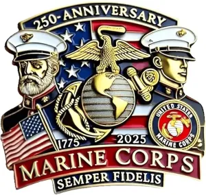 250th Anniversary U.S. NAVY Commemorative Pin, Marine Corps Army Military Emblem Lapel Alloy Button Brooches Veteran Collection Gift Jewelry