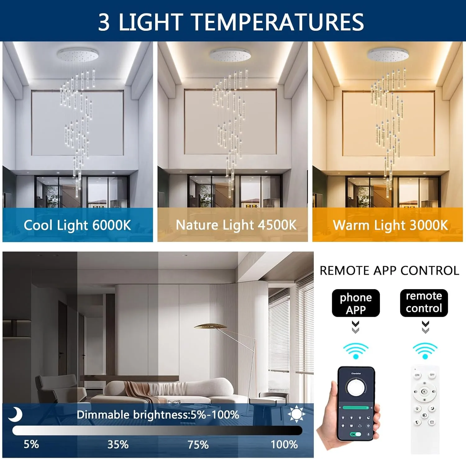 30-Light 197'' High Ceiling Chandeliers Modern Crystal Chandeliers for Entryway Long Spiral LED Dimmable Chandelier Flush Mount Ceiling Staircase Foyer Living Room Sloped ceilings Light Fixture