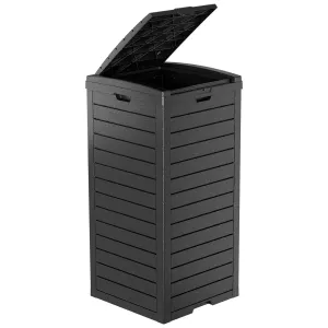 31 Gallon Outdoor Trash Can with Lid and Drip Tray, Waterproof Resin Garbage Can for Patio, Backyard, Deck and Kitchen