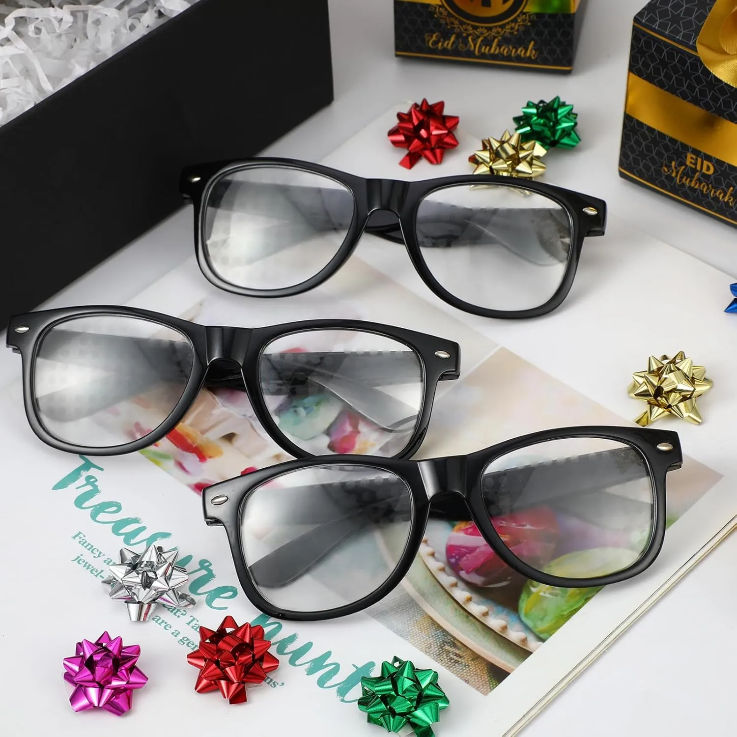 3Pcs Diffraction Glasses, 3D Prism Rainbow Heart Star Effect Light Refraction Glasses for Edm Party - Women Men Rave