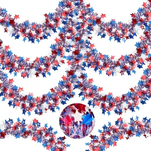 50 FT 4th of July Garland Red White and Blue Patriotic Tinsel Garland for Home Party Holiday Red White and Blue Memorial Day Independence Day 4th of July Decorations