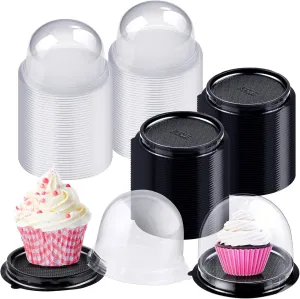 50 Pieces Clear Individual Cupcake Container Cupcake Carrier Holder Box Single cake Boxes Bags Cake Cups with Lid for Wedding Display Muffin Party Disposable Cookies