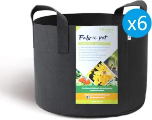 6-Pack 7 Gallon Grow Bags/Aeration Fabric Pots with Handles