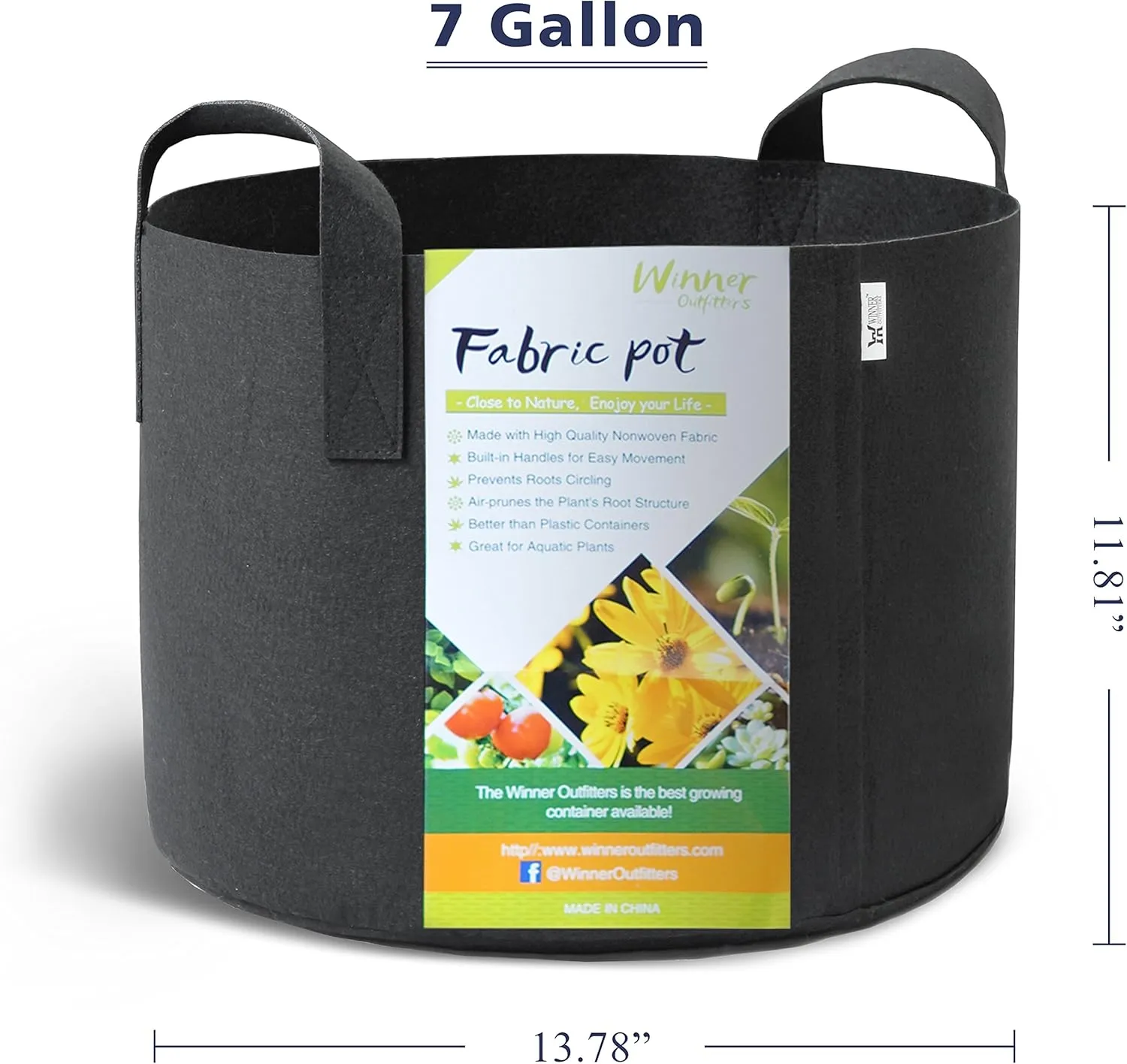 6-Pack 7 Gallon Grow Bags/Aeration Fabric Pots with Handles