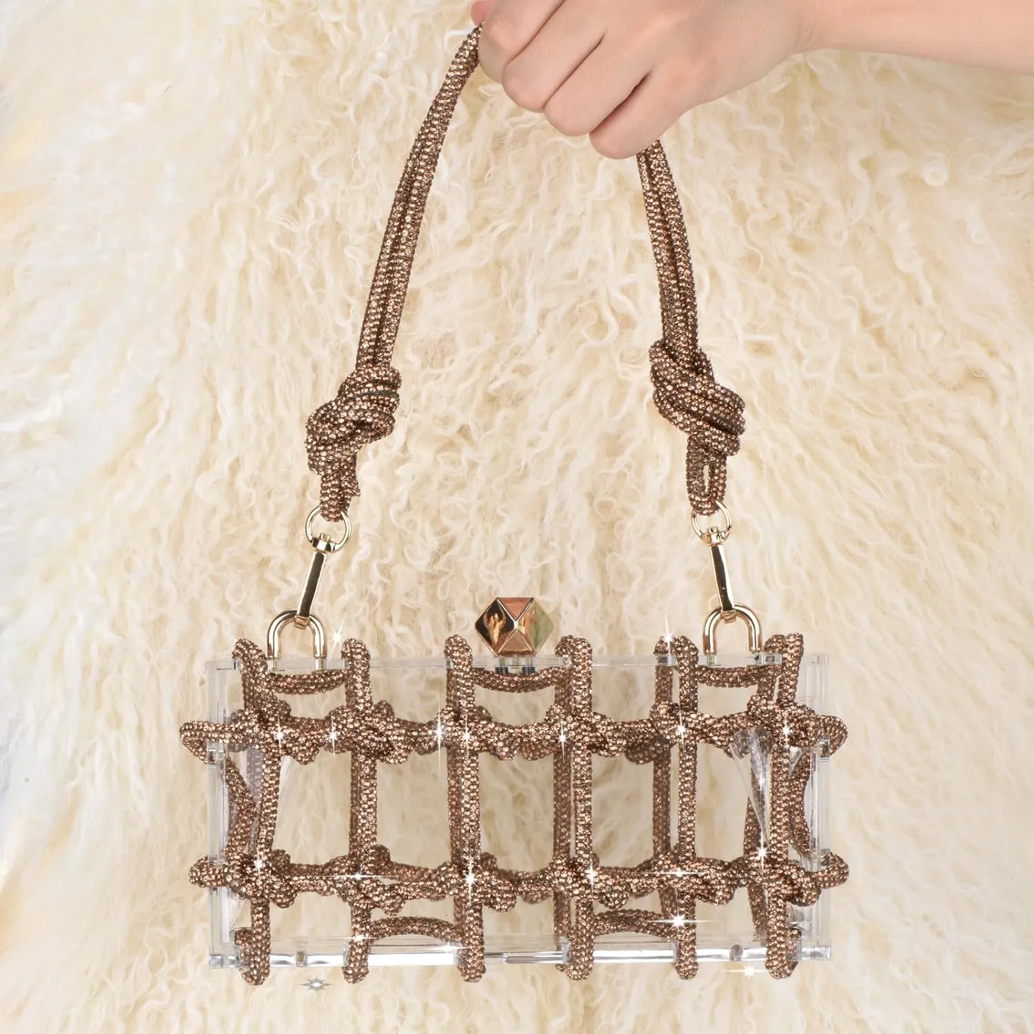 Acrylic Purse Bag with Rhinestones Clutch Purse Evening Clutches for Wedding and Party