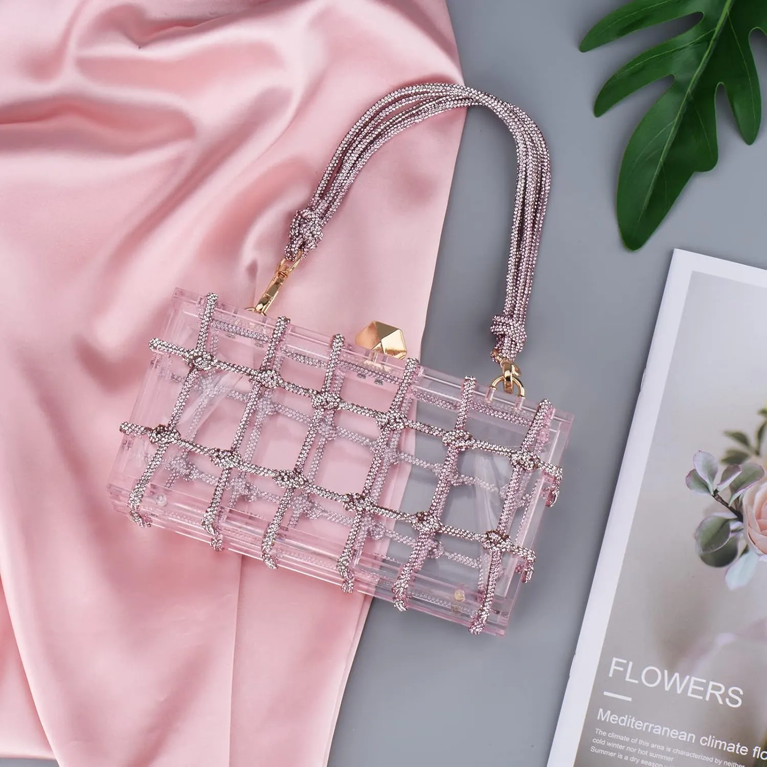 Acrylic Purse Bag with Rhinestones Clutch Purse Evening Clutches for Wedding and Party