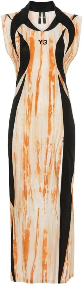 ADIDAS Y-3 Women's Rust DYE Slim FIT Long Dress, Multicolor/Black, Medium