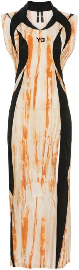 ADIDAS Y-3 Women's Rust DYE Slim FIT Long Dress, Multicolor/Black, Medium