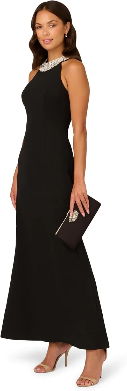 Adrianna Papell Women's Beaded Halter Gown