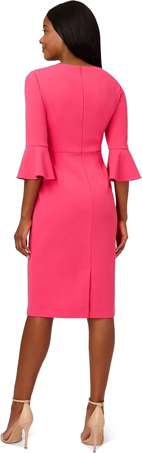 Adrianna Papell Women's Bell Sleeve Tie Front Dress