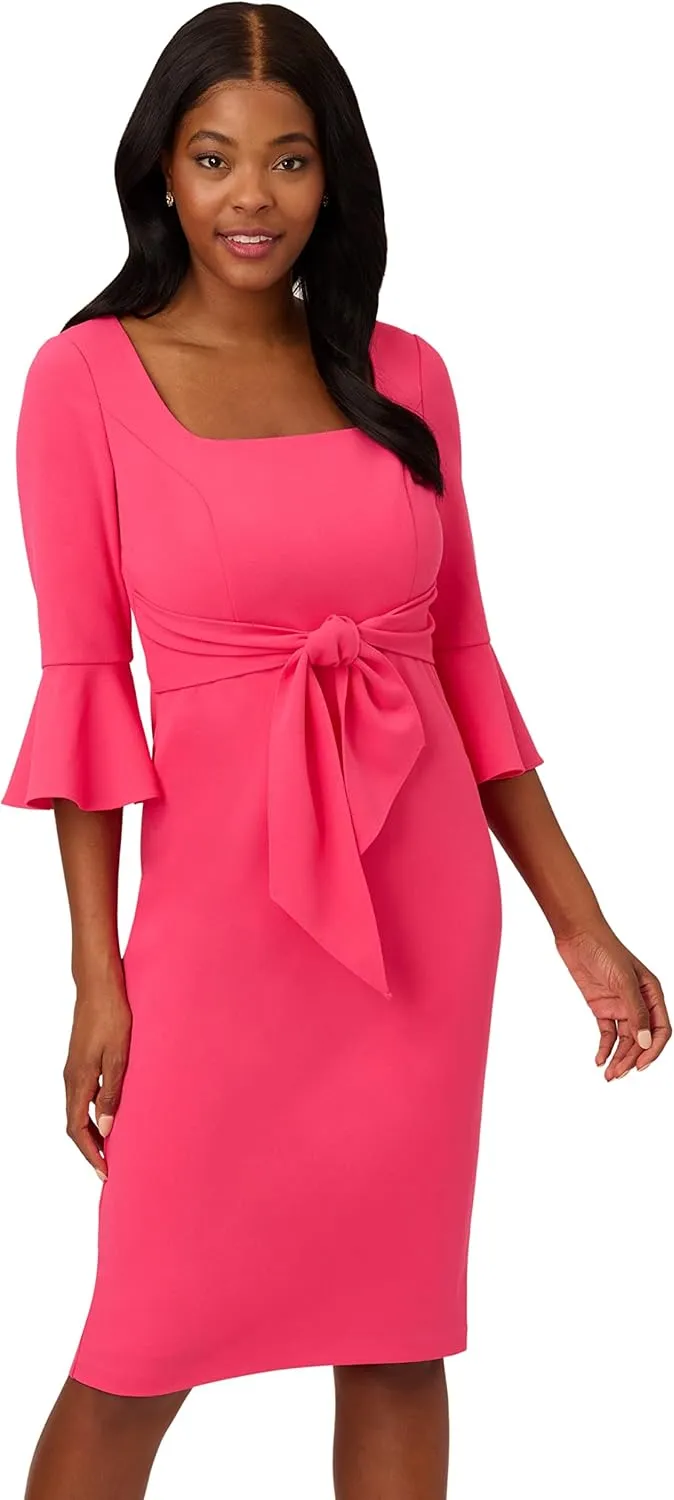 Adrianna Papell Women's Bell Sleeve Tie Front Dress