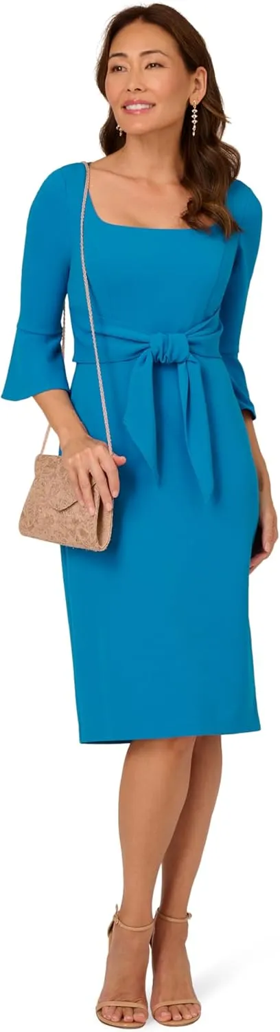 Adrianna Papell Women's Bell Sleeve Tie Front Dress