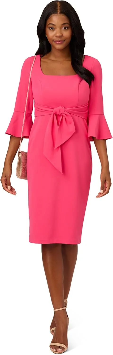 Adrianna Papell Women's Bell Sleeve Tie Front Dress