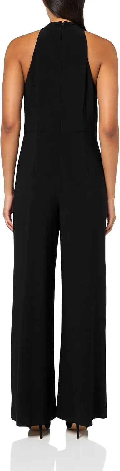 Adrianna Papell Womens Halter Overlay Jumpsuit
