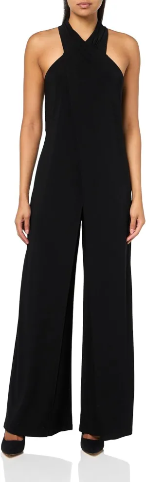 Adrianna Papell Womens Halter Overlay Jumpsuit