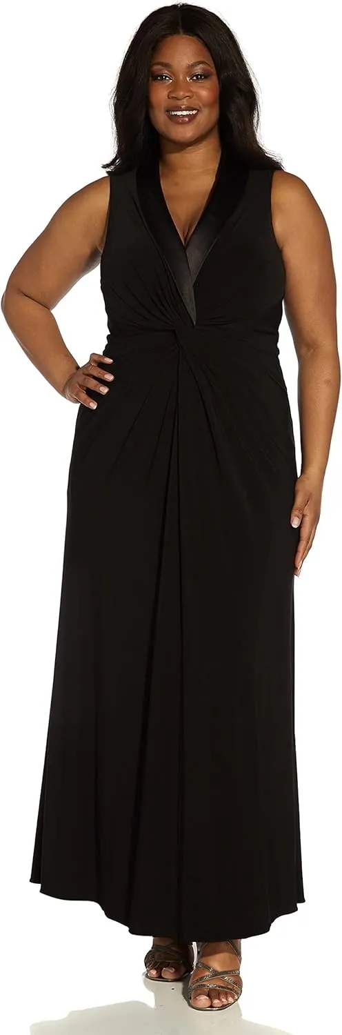 Adrianna Papell Women's Jersey Tuxedo Gown