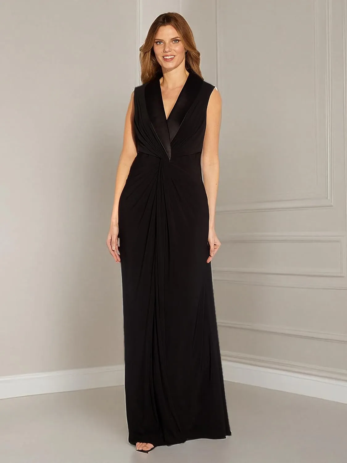 Adrianna Papell Women's Jersey Tuxedo Gown