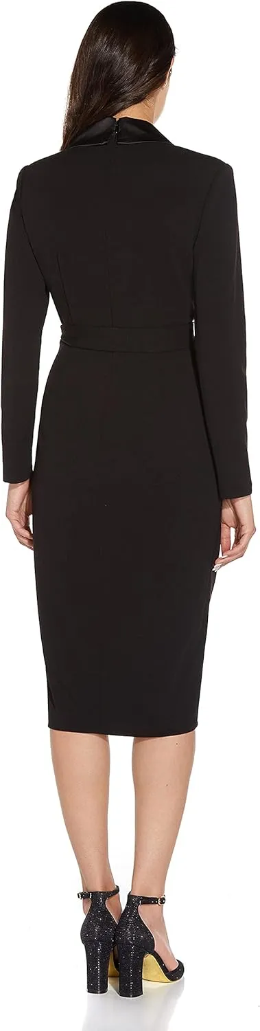 Adrianna Papell Women's Knit Crepe Tuxedo Wrap Dress