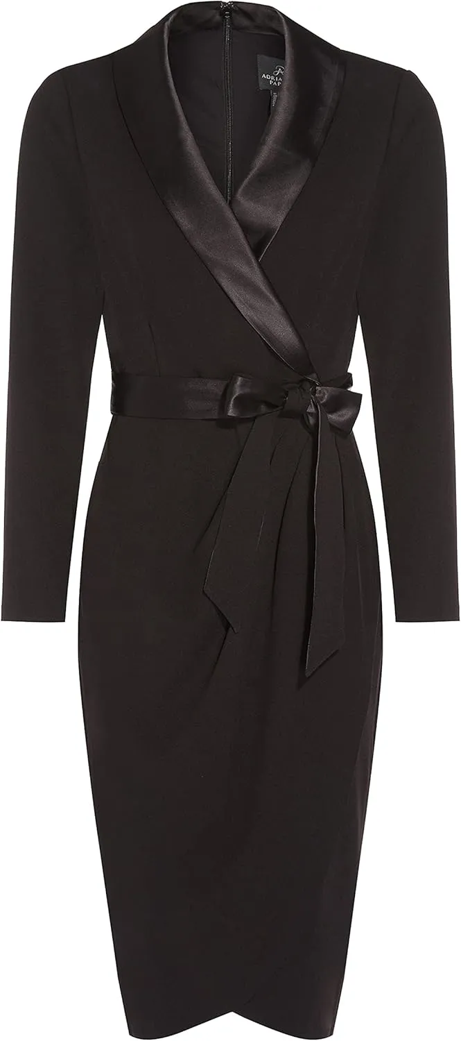 Adrianna Papell Women's Knit Crepe Tuxedo Wrap Dress