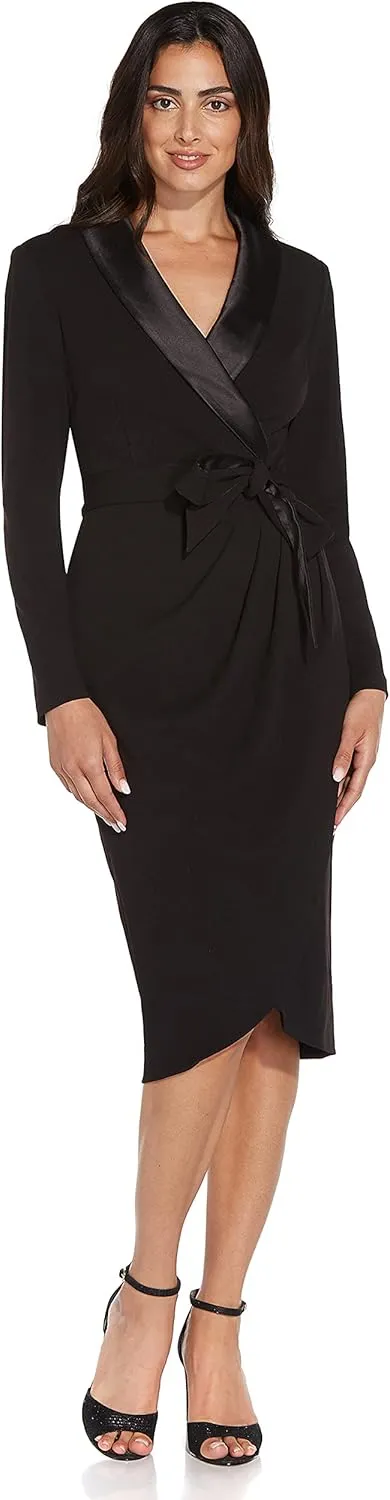 Adrianna Papell Women's Knit Crepe Tuxedo Wrap Dress