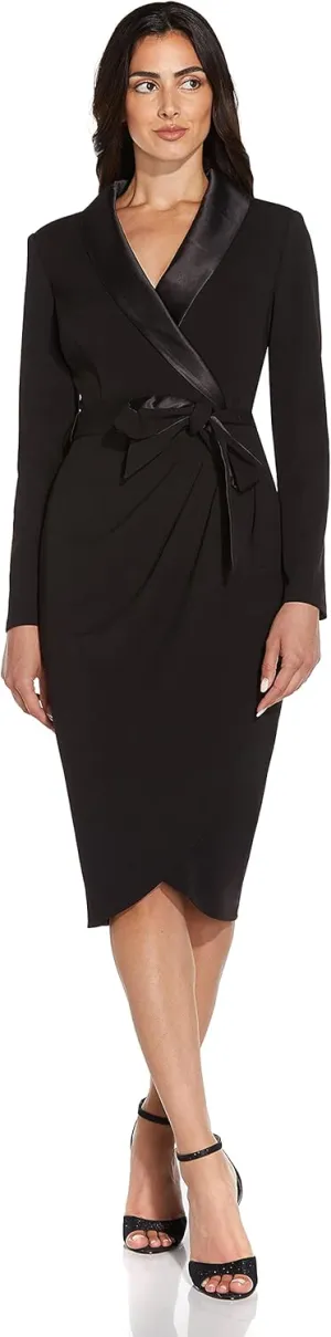 Adrianna Papell Women's Knit Crepe Tuxedo Wrap Dress