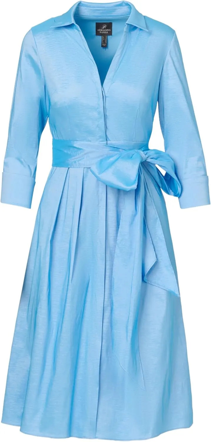 Adrianna Papell Women's Taffeta Shirt Midi Dress