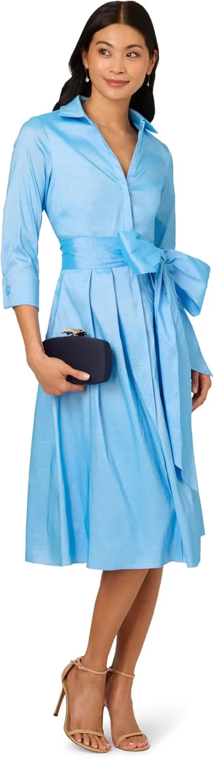 Adrianna Papell Women's Taffeta Shirt Midi Dress