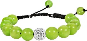 AeraVida Simulated Green Quartz Shamballa Beams Crystal Ball Adjustable Bracelet