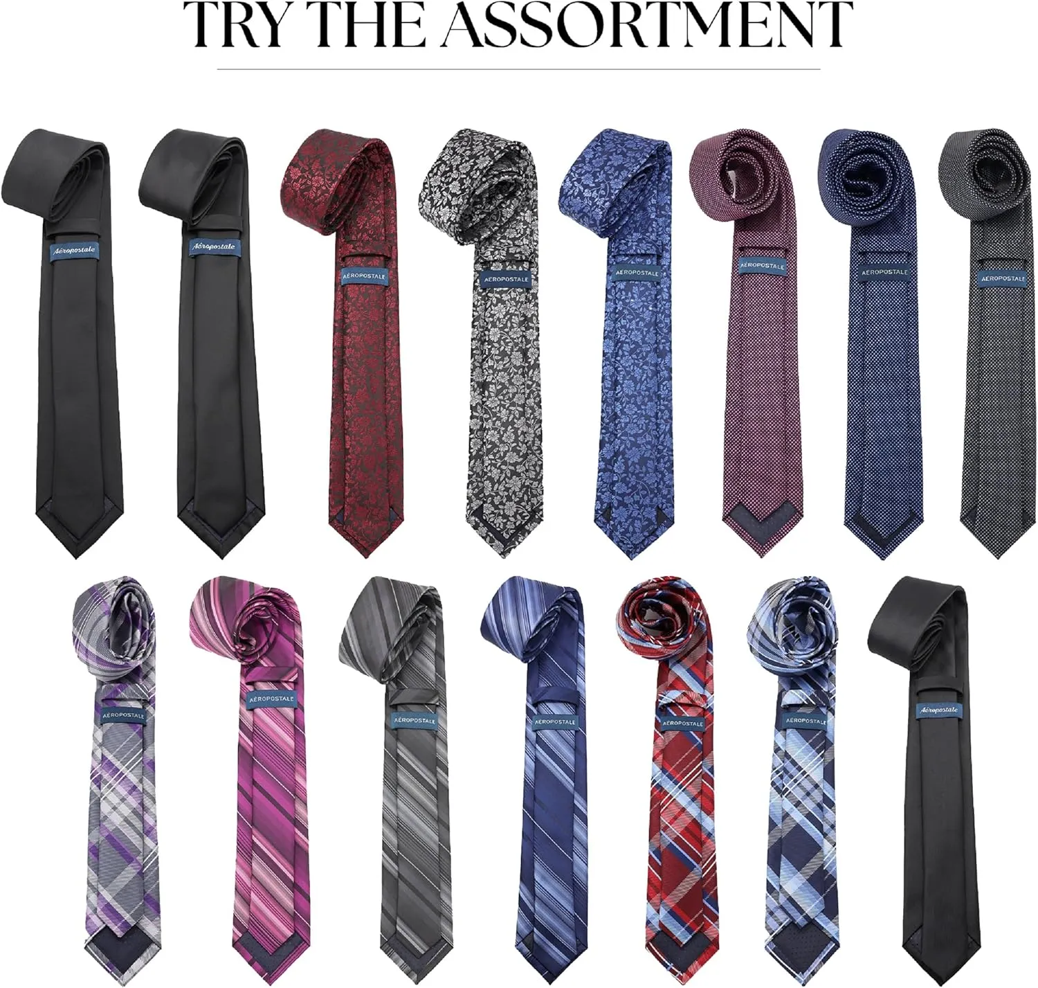 Aeropostale Men's Satin Neck Tie | 2 1/2" Width | Modern Skinny Tie
