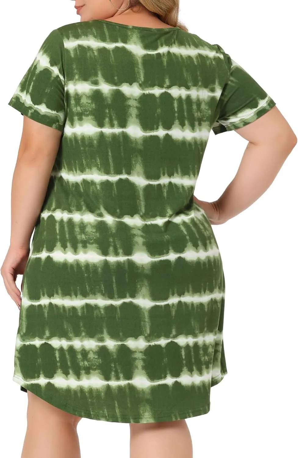 Agnes Orinda Tie Dye Dress for Women Plus Size 2024 Summer V Neck Short Sleeve Casual Dresses